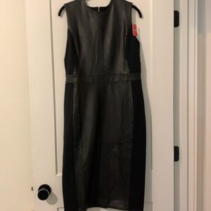 SPANX Leather-Like Combo Fitted Dress Size Large